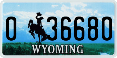 WY license plate 036680