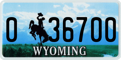 WY license plate 036700