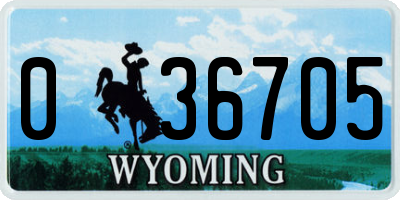 WY license plate 036705