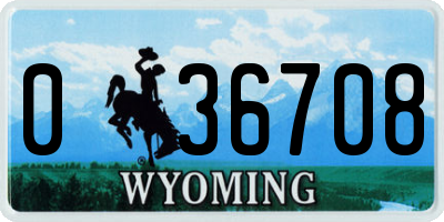WY license plate 036708