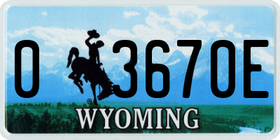 WY license plate 03670E
