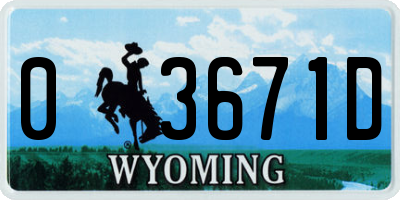WY license plate 03671D