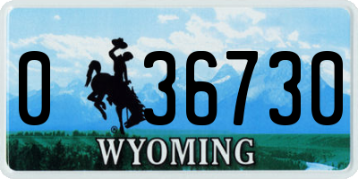 WY license plate 036730