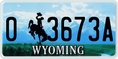 WY license plate 03673A