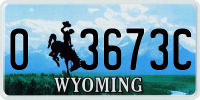 WY license plate 03673C
