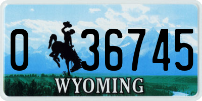 WY license plate 036745