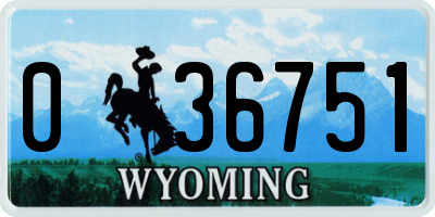 WY license plate 036751