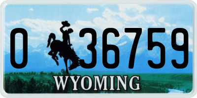 WY license plate 036759