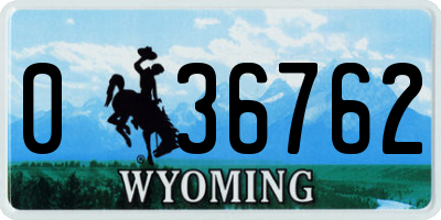 WY license plate 036762