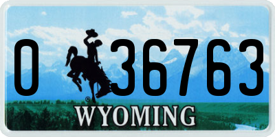 WY license plate 036763