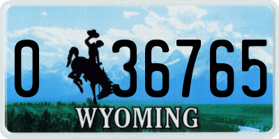 WY license plate 036765