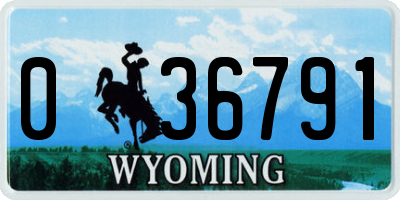WY license plate 036791