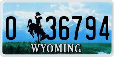 WY license plate 036794