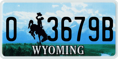 WY license plate 03679B