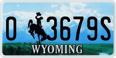 WY license plate 03679S