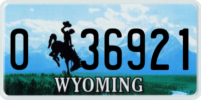 WY license plate 036921