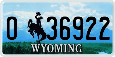 WY license plate 036922