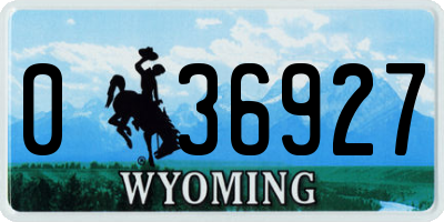 WY license plate 036927