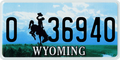 WY license plate 036940