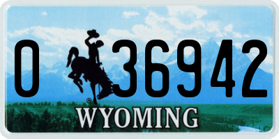WY license plate 036942