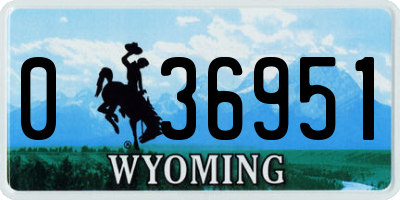 WY license plate 036951
