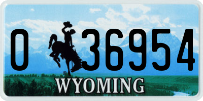 WY license plate 036954