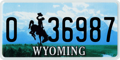WY license plate 036987