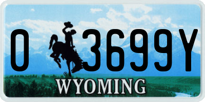 WY license plate 03699Y