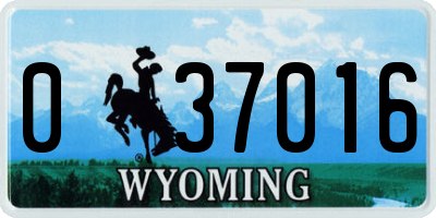 WY license plate 037016