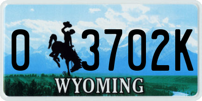WY license plate 03702K