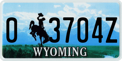 WY license plate 03704Z