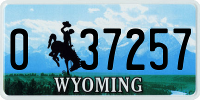 WY license plate 037257