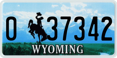 WY license plate 037342