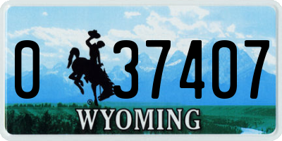 WY license plate 037407