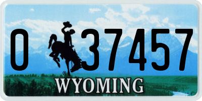 WY license plate 037457