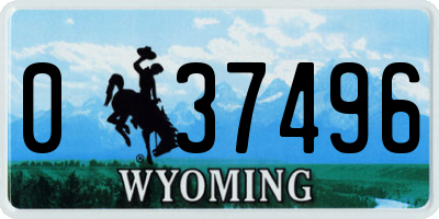 WY license plate 037496