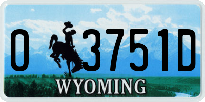 WY license plate 03751D