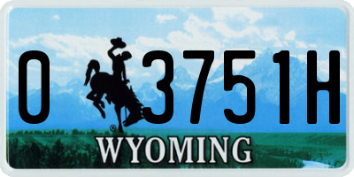 WY license plate 03751H
