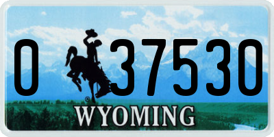 WY license plate 037530