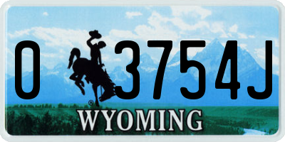 WY license plate 03754J