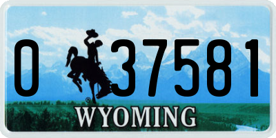 WY license plate 037581