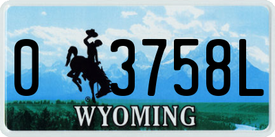 WY license plate 03758L