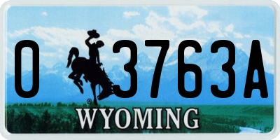WY license plate 03763A