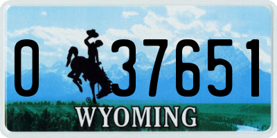 WY license plate 037651