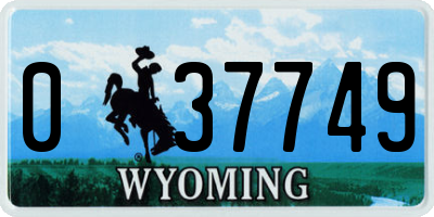 WY license plate 037749