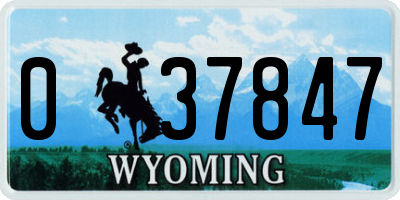 WY license plate 037847