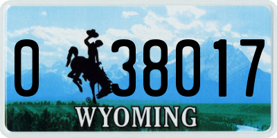 WY license plate 038017