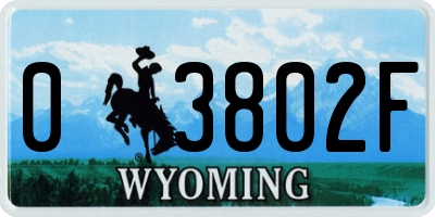 WY license plate 03802F