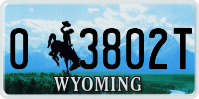 WY license plate 03802T