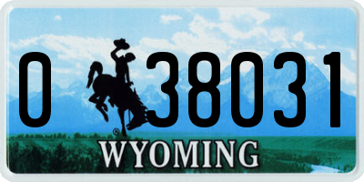 WY license plate 038031